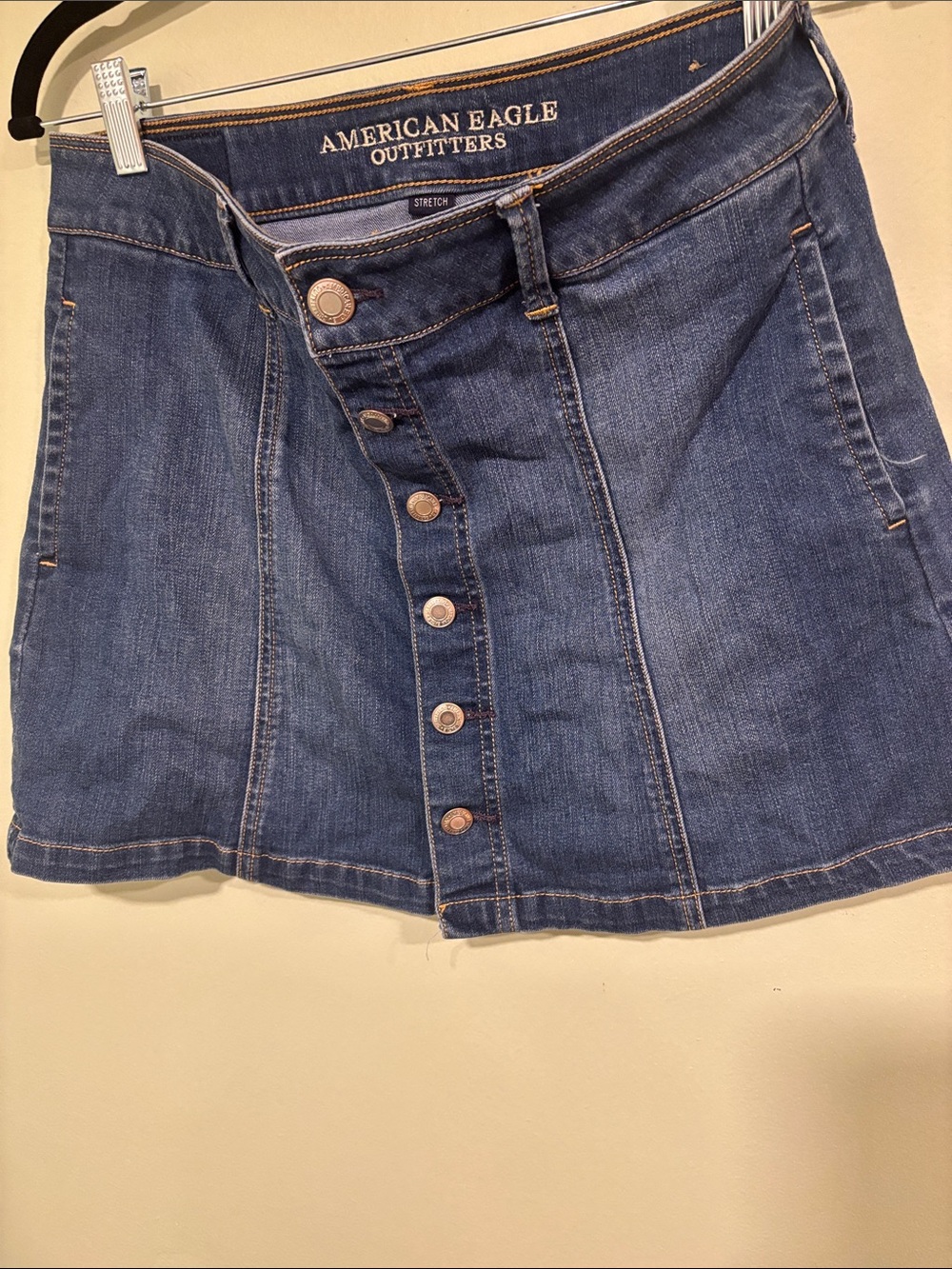 American Eagle Outfitters Blue Button-Front Denim Mini Skirt